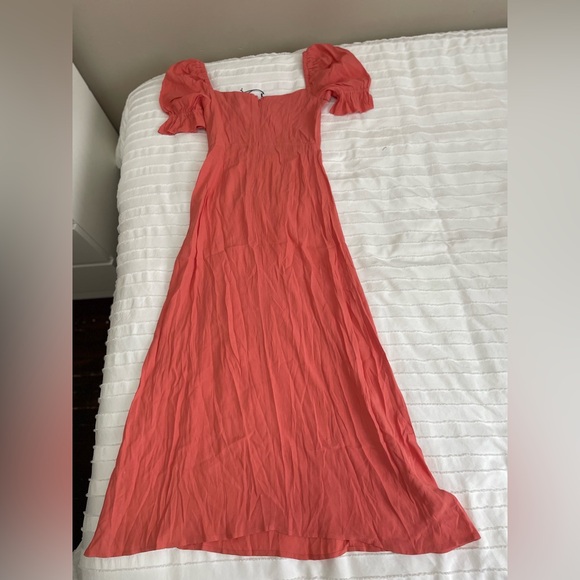 Weworewhat Puff Sleeve Midi Dress in Coral Size 0 - Picture 3 of 10